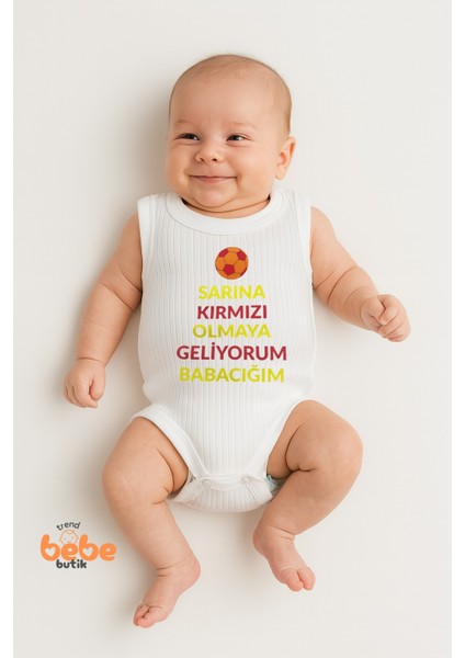 Taraftar Bebek Zıbın Body - Futbol Temalı Babaya Mesajlı Çıtçıtlı Ribana Badi 6-36 Ay