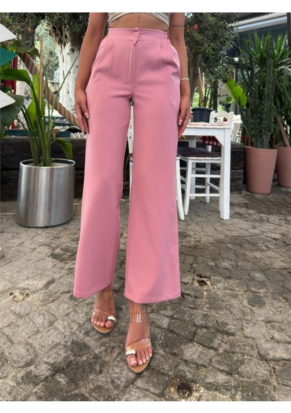 Pudra Likralı Palazzo Pantolon