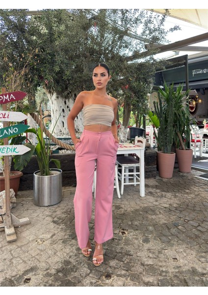 Pudra Likralı Palazzo Pantolon fiyatları