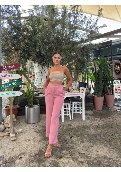 Pudra Likralı Palazzo Pantolon fırsatları