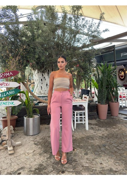 Pudra Likralı Palazzo Pantolon indirimleri