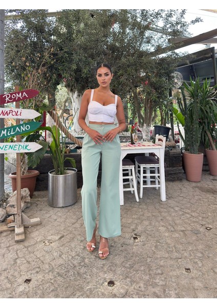Mint Likralı Palazzo Pantolon fırsatları
