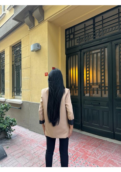 Bej Iki Düğmeli Polyester Keten Ceket fiyatları