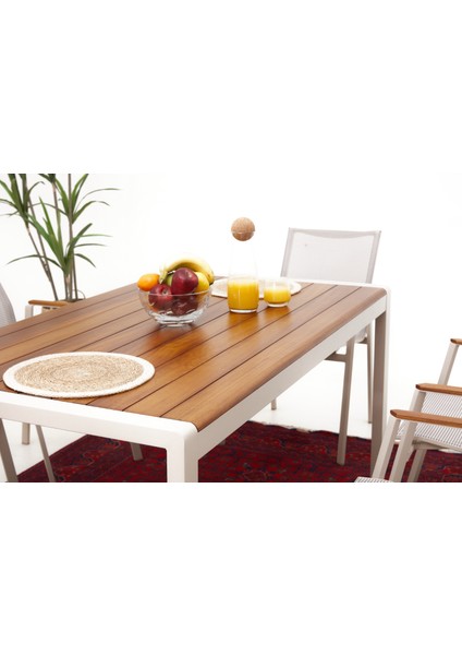 Berus Alüminyum Bahçe Balkon Masa Takımı Seramik (Krem) 8 Kişilik