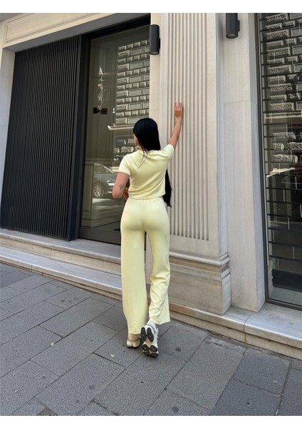 Sarı Modal Doku Elastan Palazzo Takım fiyatları