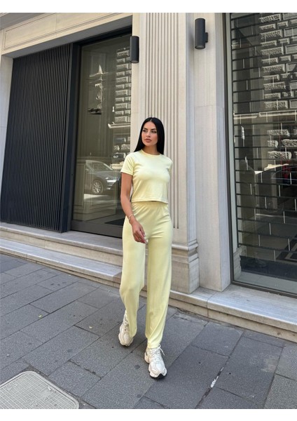 Sarı Modal Doku Elastan Palazzo Takım fırsatları