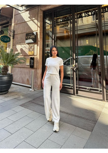 Beyaz Palazzo Modal Polyester Keten Takım fırsatları