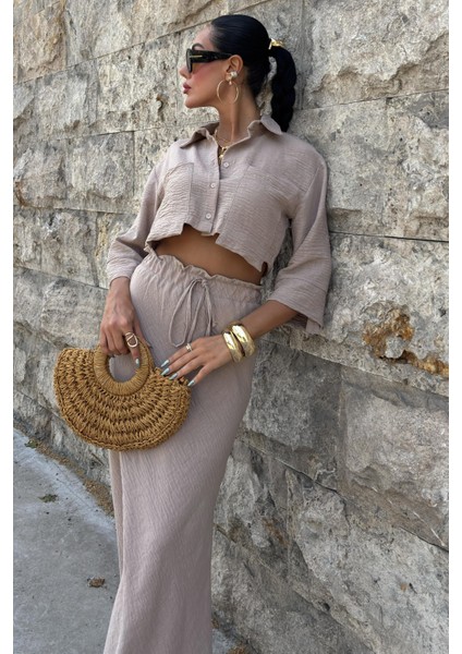 Kadın Vizon Keten Uzun Düz Ikili Takım fiyatları