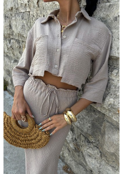 Kadın Vizon Keten Uzun Düz Ikili Takım modelleri