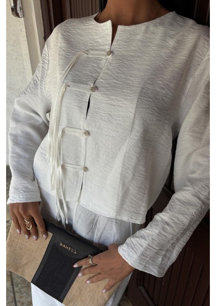 Kadın Beyaz Keten Oversize Uzun Ikili Takım indirimleri