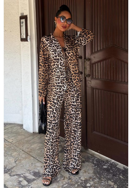 Kadın Camel Uzun Kol Animal Desen Dokuma Polo Takım fiyatları