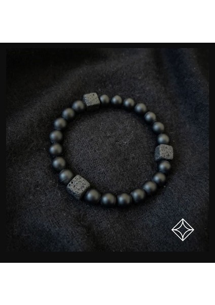 Küp Lav Taşı ve Mat Oniks Doğal Taş Bileklik fiyatları