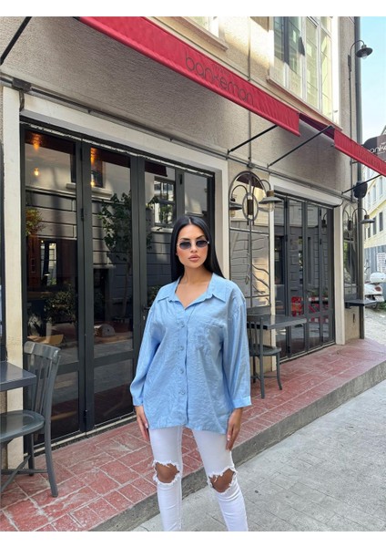 Mavi Pamuk Cepli Düşük Gömlek fiyatları