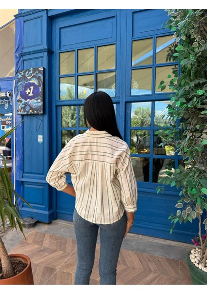 Yeşil Çizgili Pamuklu Cepli Gömlek fiyatları
