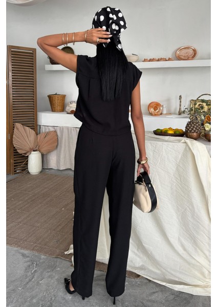 Kadın Siyah Kolsuz Dokuma Crop Takım fırsatları