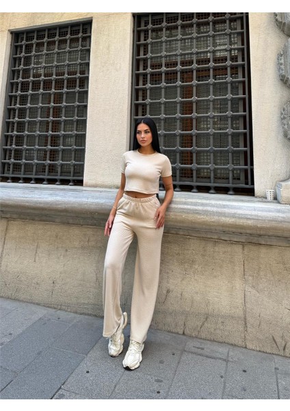 Taş Renk Modal Kumaş Bisiklet Yaka Takım indirimleri