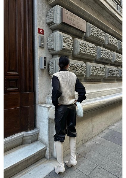 Kadın Taş Akrilik Triko Kolsuz Hırka modelleri