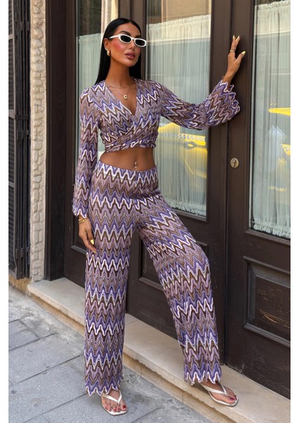 Kadın Lila Desenli Polyester Uzun Kolsuz Takım fiyatları