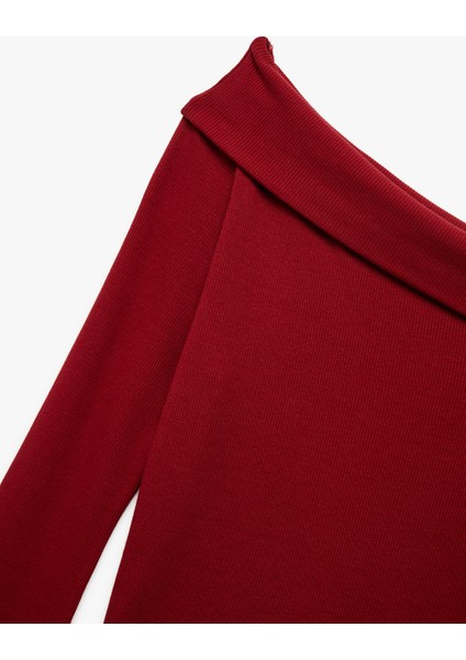 Pamuklu Slim Fit Uzun Ispanyol Kollu Omzu Açık Tişört fırsatları