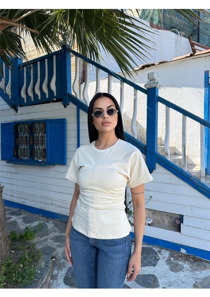 Taş Viskon Karışımlı Yandan Büzgülü Bluz modelleri