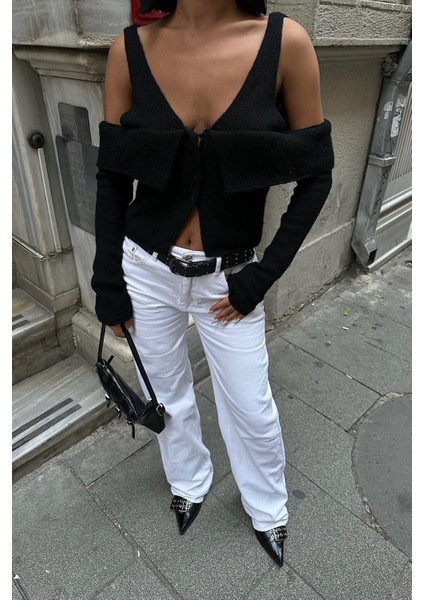 Kadın Siyah Kruvaze Triko Kısa Hırka fiyatları