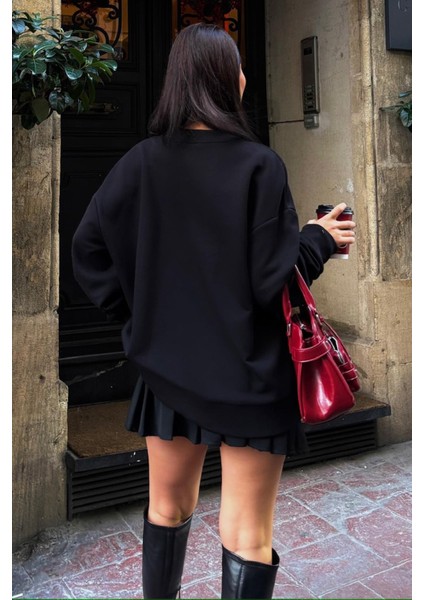 Kadın Siyah Pamuk Uzun Kol Sweatshirt fırsatları