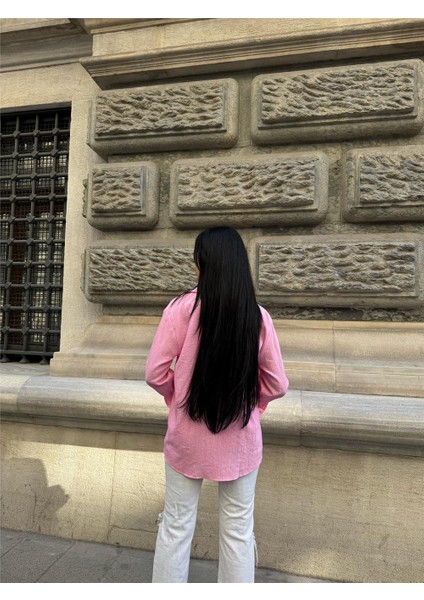 Pembe Oversize Kırışık %100 Polyester Gömlek fiyatları
