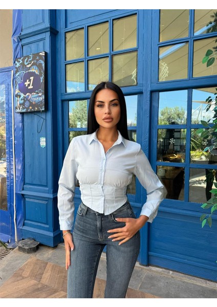 Bebe Mavi Polyester Parçalı Desenli Gömlek fırsatları