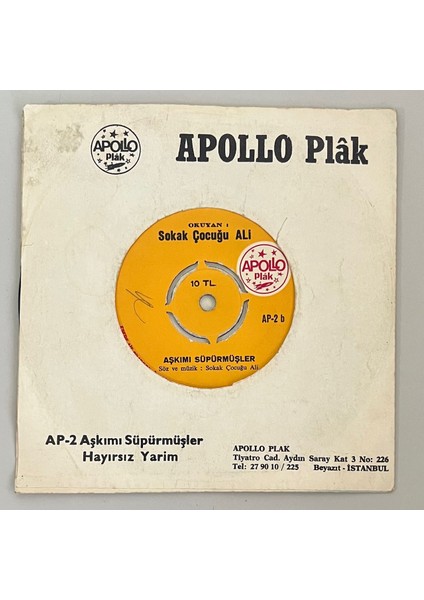 Sokak Çocuğu Ali Aşkımı Süpürmüşler - Hayırsız Yarim 45 Lik Plak (Orijinal 1971 Dönem Baskı Plak) fiyatları