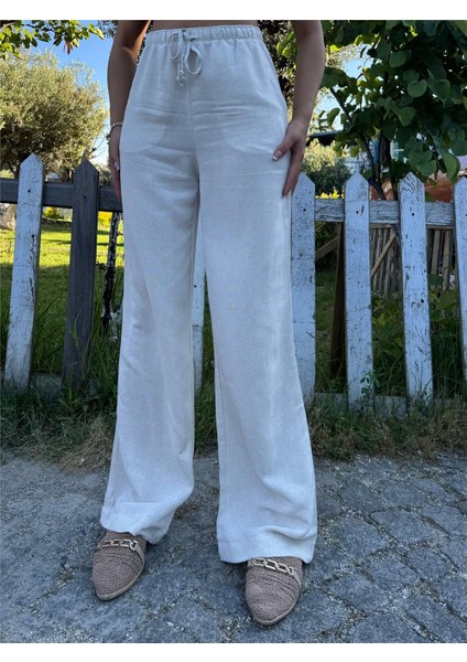 Taş Beli Lastikli Palazzo Pantolon