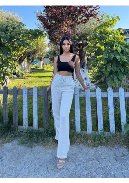 Taş Beli Lastikli Palazzo Pantolon modelleri