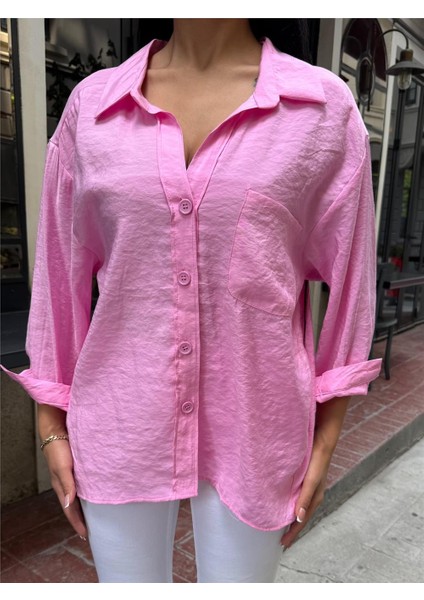 Pembe Cepli Pamuk Polyester Gömlek