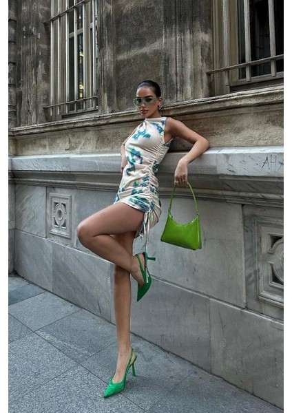 Kadın Multi Desenli Dokuma Mini Kolsuz Elbise indirimleri