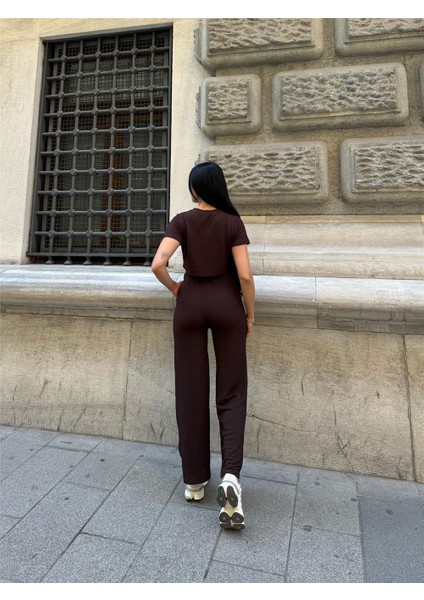 Kahve Modal Elastan Bisiklet Yaka Takım fiyatları