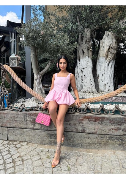 Pembe Kare Yaka Balon Kollu Bluz fiyatları