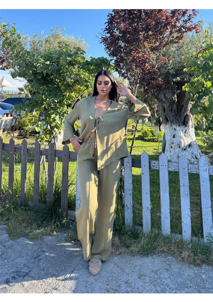 Haki Kruvaze Saten Bağlamalı Takım fırsatları