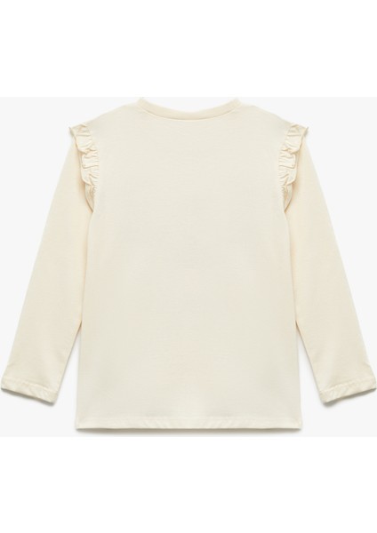 Balerin Baskılı Uzun Kollu Bisiklet Yaka Pamuklu Tişört fiyatları