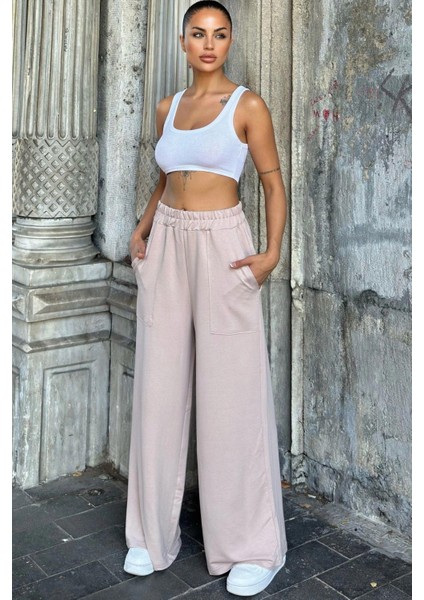 Vizon Beli Lastikli, Cepli, Bol Paça, Salaş Pantolon