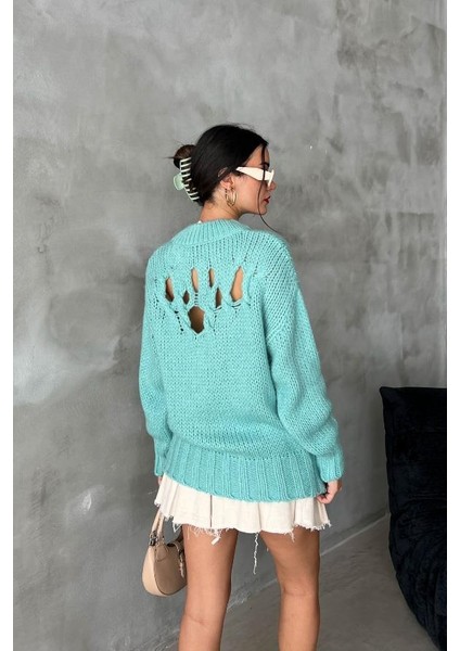 Kadın Mint Triko Oversize Yarım Balıkçı Kazak indirimleri