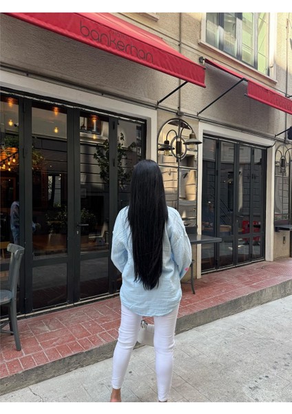 Mavi Kalp Nakışlı Viskon Gömlek fiyatları