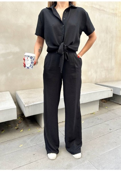 Önden Bağlamalı Keten Takım modelleri