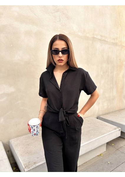 Önden Bağlamalı Keten Takım