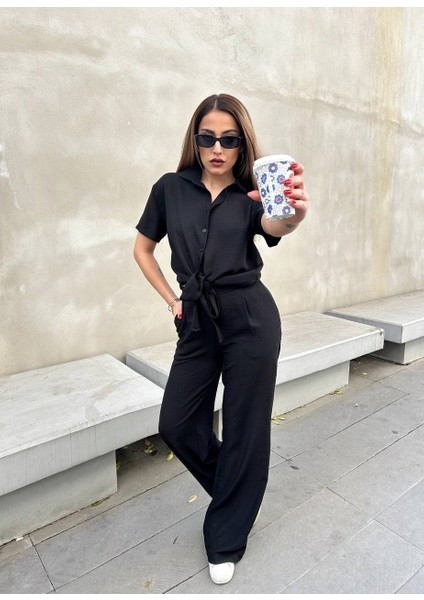 Önden Bağlamalı Keten Takım