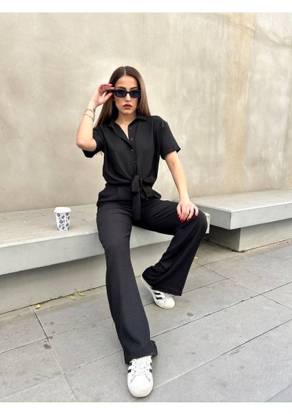 Önden Bağlamalı Keten Takım