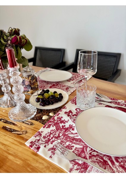 4’lü Kırmızı Rustik Amerikan Servisi