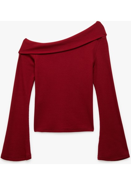 Pamuklu Slim Fit Uzun Ispanyol Kollu Omzu Açık Tişört fiyatları