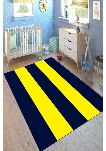 Taraftar Kaymaz Taban Makinede Yıkanabilir Desenli Dot Tabanlı Çocuk Halısı 10018B