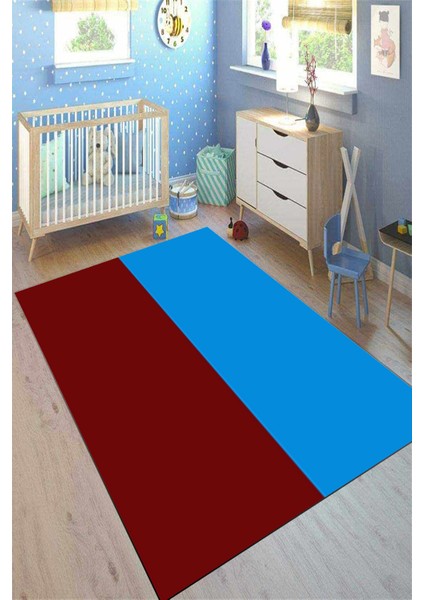 Taraftar Kaymaz Taban Makinede Yıkanabilir Desenli Dot Tabanlı Çocuk Halısı 10018C