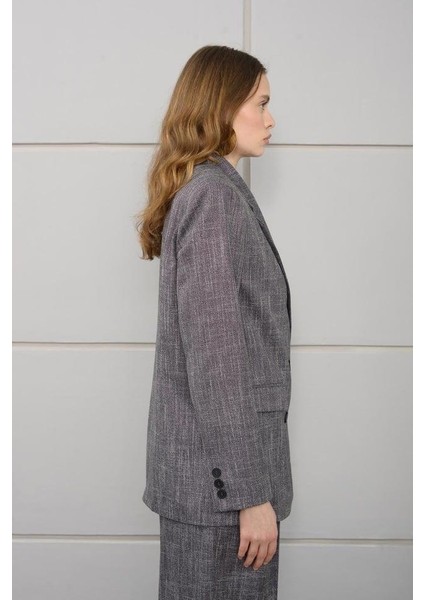 Kadın Lila Kruvaze Dokuma Uzun Ceket indirimleri