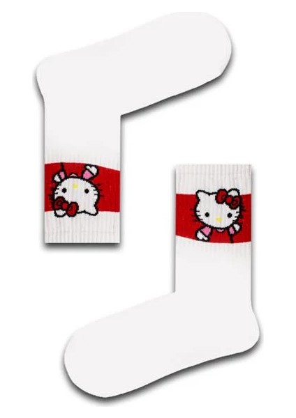 Hello Kitty Desenli Unisex Atletik Çorap